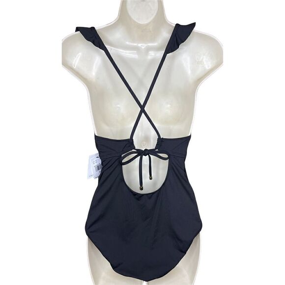 Gibson Latimer Mirage Floral Embroidered Ruffle Swimsuit NWt XS - Picture 4 of 6